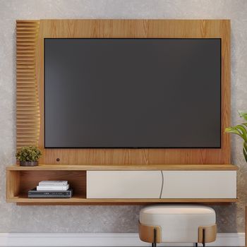 Painel Ripado para TV até 65 Polegadas com LED 2 Portas Egeu Colibri