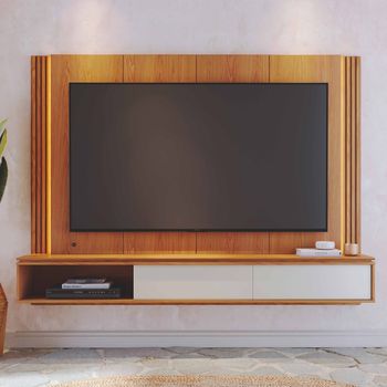 Painel Ripado para TV até 75 Polegadas com LED 2 Portas de Correr Loa Colibri