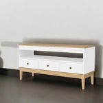 Rack-para-TV-ate-50-Polegadas-3-Gavetas-com-Pes-de-Madeira-Colonial-Movelbento