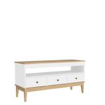 Rack-para-TV-ate-50-Polegadas-3-Gavetas-com-Pes-de-Madeira-Colonial-Movelbento