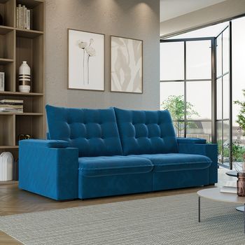 Sofá 3 Lugares Retrátil Reclinável 230cm Suede El Dorado Flash Estofados