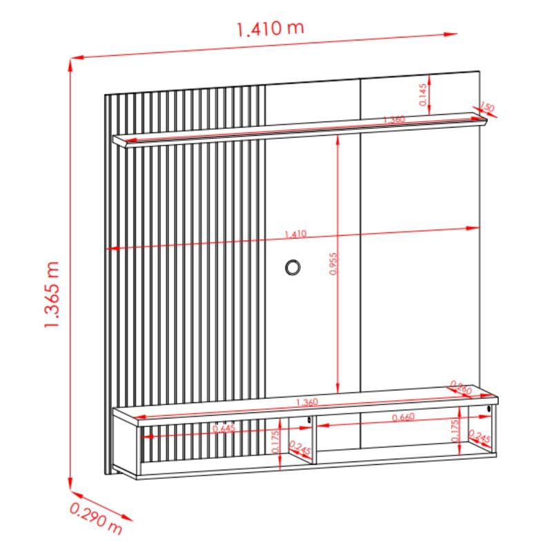 Painel Frisado para TV até 55 Polegadas 1 Porta Iris Madetec