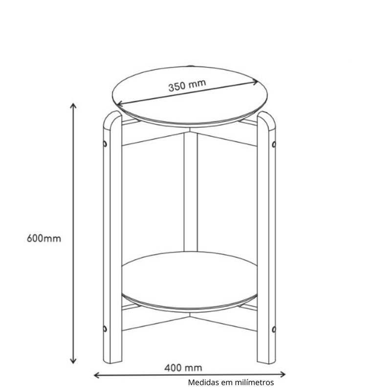 Mesa Lateral 40cm com Pés de Madeira Lizz Casa D