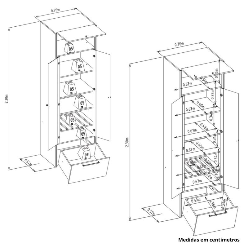 Cristaleira-em-MDF-com-LED-2-Portas-de-Vidro-1-Gaveta-Atena-Linea-Brasil