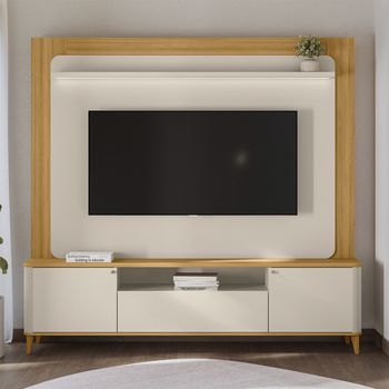 Estante Home para TV até 70 Polegadas com LED 3 Portas com Pés Munique Linea Brasil