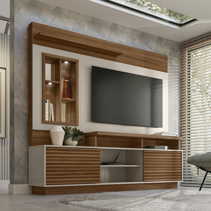 Estante-Home-Ripada-para-TV-ate-60-Polegadas-com-LED-e-Espelho-2-Portas-de-Correr-Eldorado-2.0-Linea-Brasil