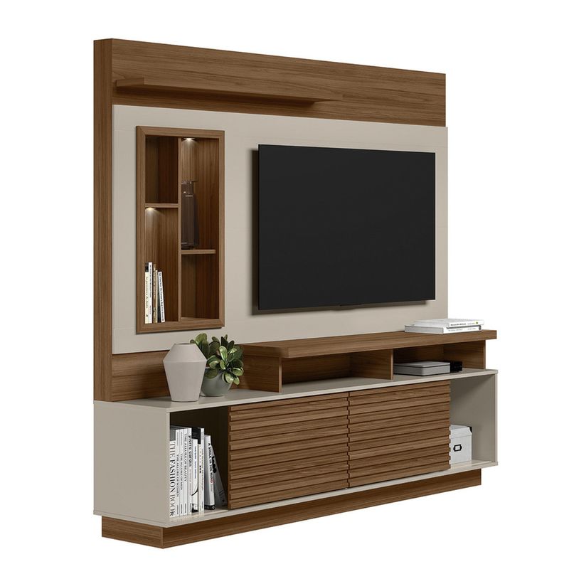 Estante-Home-Ripada-para-TV-ate-60-Polegadas-com-LED-e-Espelho-2-Portas-de-Correr-Eldorado-2.0-Linea-Brasil