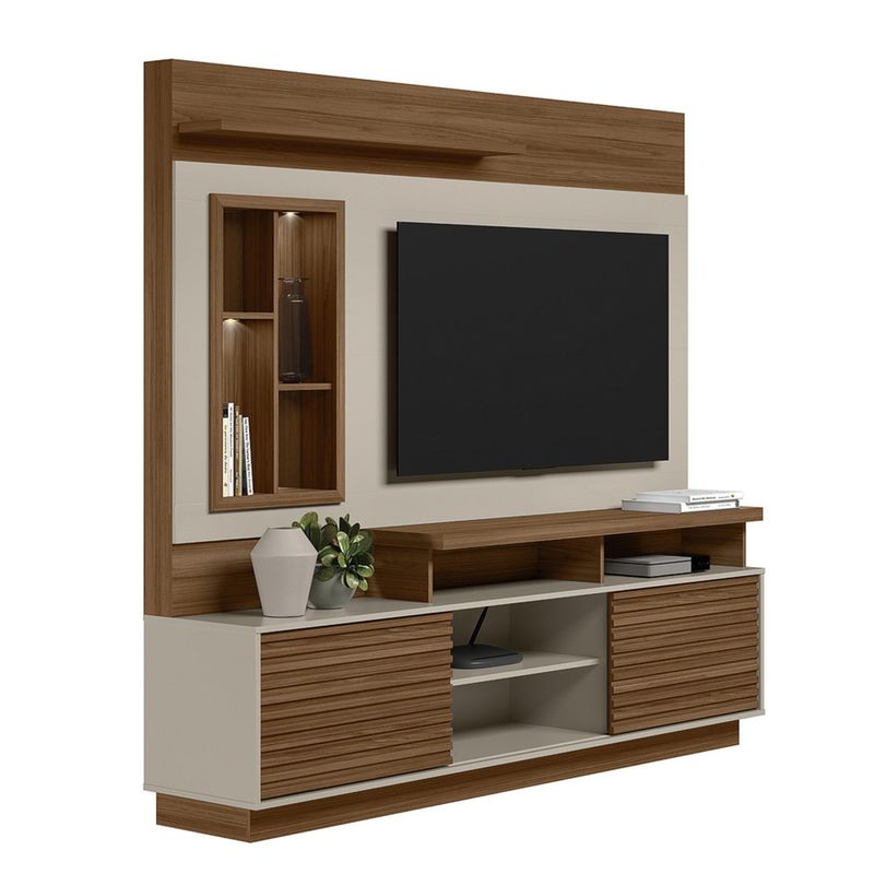 Estante-Home-Ripada-para-TV-ate-60-Polegadas-com-LED-e-Espelho-2-Portas-de-Correr-Eldorado-2.0-Linea-Brasil