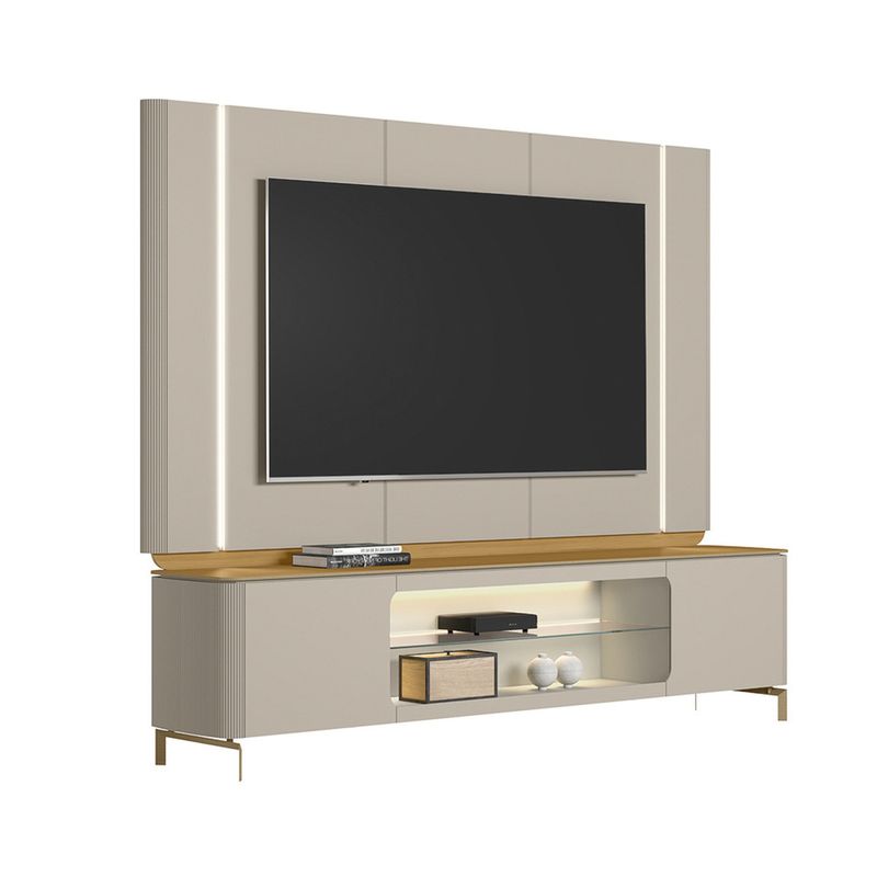Rack-com-Painel-para-TV-ate-75-Polegadas-com-LED-2-Portas-com-Pes-Santorini-Linea-Brasil