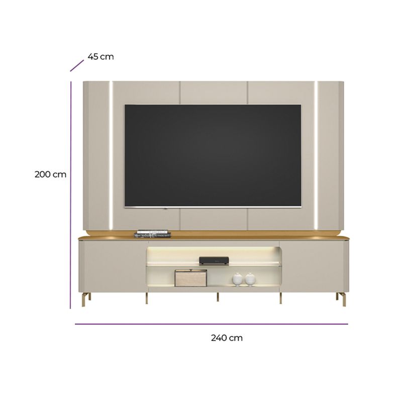 Rack-com-Painel-para-TV-ate-75-Polegadas-com-LED-2-Portas-com-Pes-Santorini-Linea-Brasil