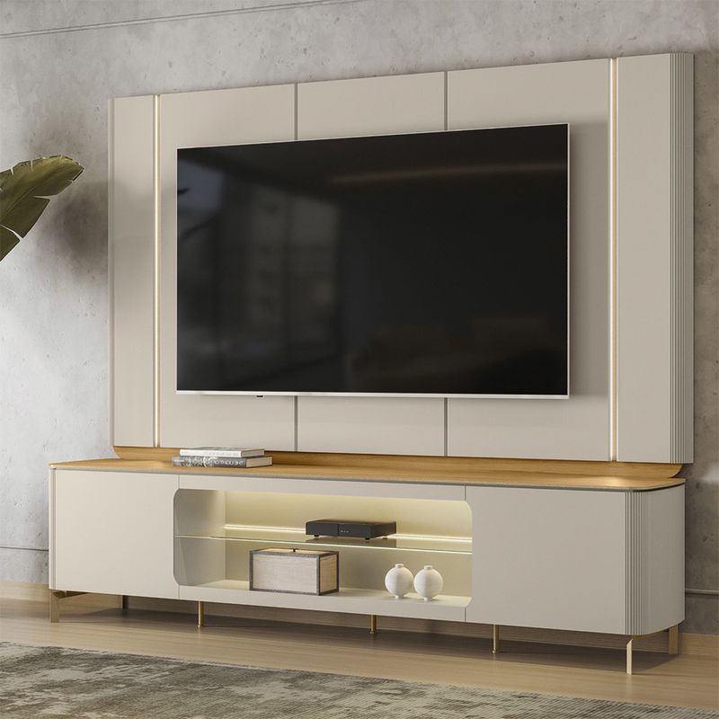 Rack-com-Painel-para-TV-ate-75-Polegadas-com-LED-2-Portas-com-Pes-Santorini-Linea-Brasil