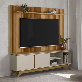 Rack com Painel Ripado para TV até 75 Polegadas 2 Portas com Pés Istambul Genova 2.0 Linea Brasil