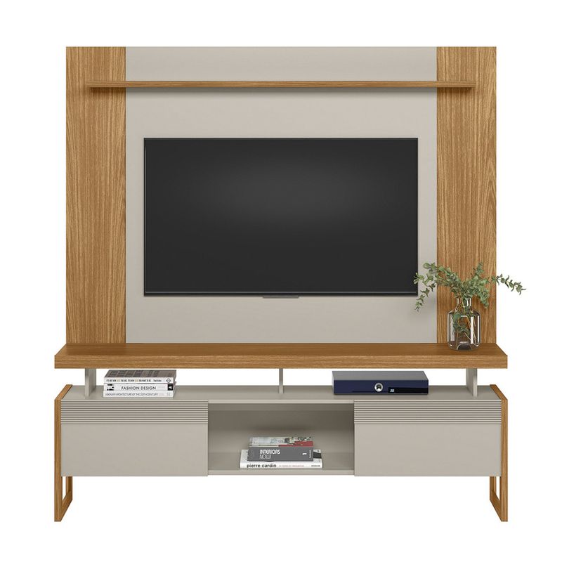 Rack-com-Painel-para-TV-ate-55-Polegadas-2-Portas-de-Correr-com-Pes-Esmeralda-Tulum-Linea-Brasil