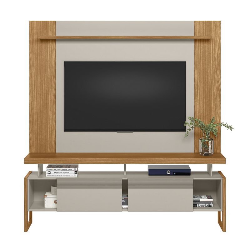 Rack-com-Painel-para-TV-ate-55-Polegadas-2-Portas-de-Correr-com-Pes-Esmeralda-Tulum-Linea-Brasil