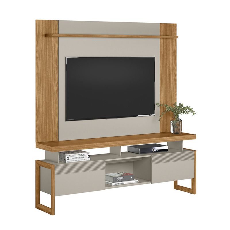 Rack-com-Painel-para-TV-ate-55-Polegadas-2-Portas-de-Correr-com-Pes-Esmeralda-Tulum-Linea-Brasil