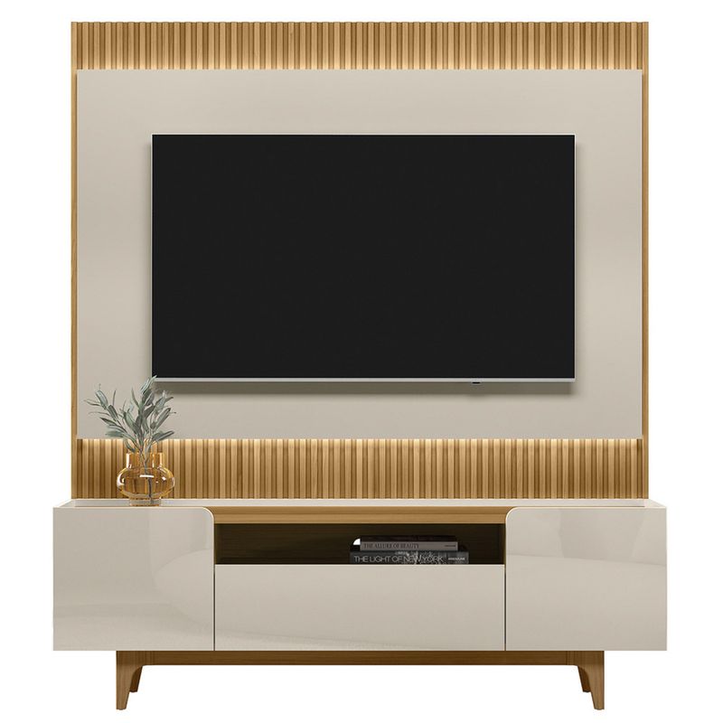 Rack-com-Painel-Ripado-para-TV-ate-70-Polegadas-com-LED-3-Portas-com-Pes-Orlando-Sao-Paulo-Linea-Brasil