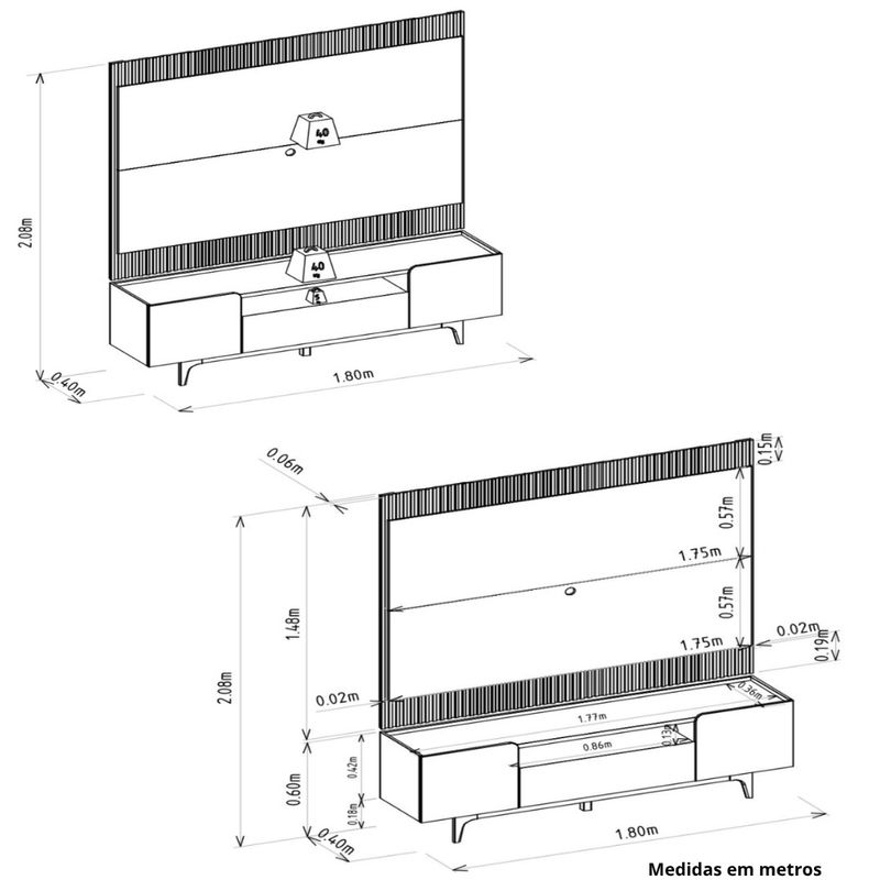 Rack-com-Painel-Ripado-para-TV-ate-70-Polegadas-com-LED-3-Portas-com-Pes-Orlando-Sao-Paulo-Linea-Brasil