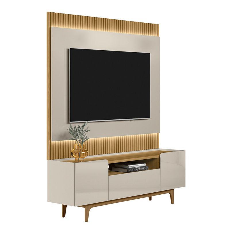 Rack-com-Painel-Ripado-para-TV-ate-70-Polegadas-com-LED-3-Portas-com-Pes-Orlando-Sao-Paulo-Linea-Brasil