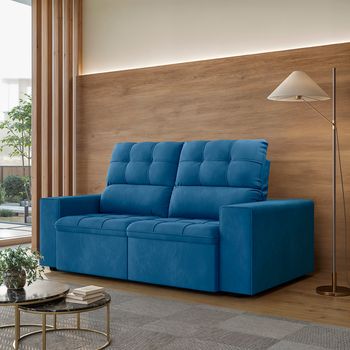 Sofá 3 Lugares Retrátil Reclinável 180cm Suede Roma Flash