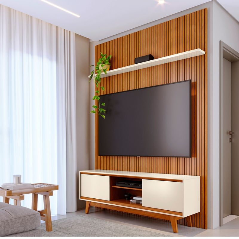 Rack-com-Painel-Frisado-para-TV-ate-65-Polegadas-2-Portas-de-Correr-com-Pes-Milo-Madetec