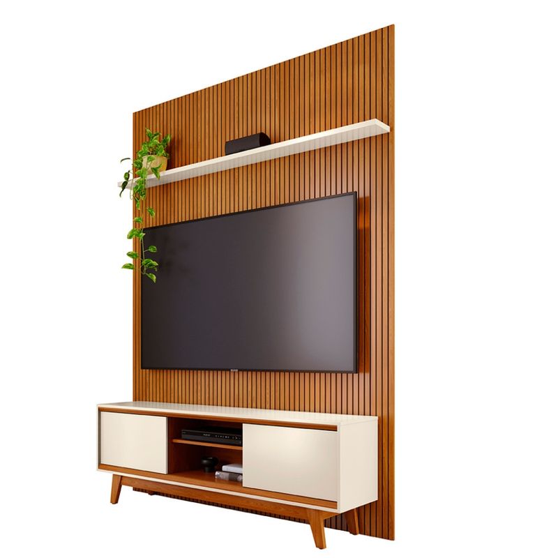 Rack-com-Painel-Frisado-para-TV-ate-65-Polegadas-2-Portas-de-Correr-com-Pes-Milo-Madetec