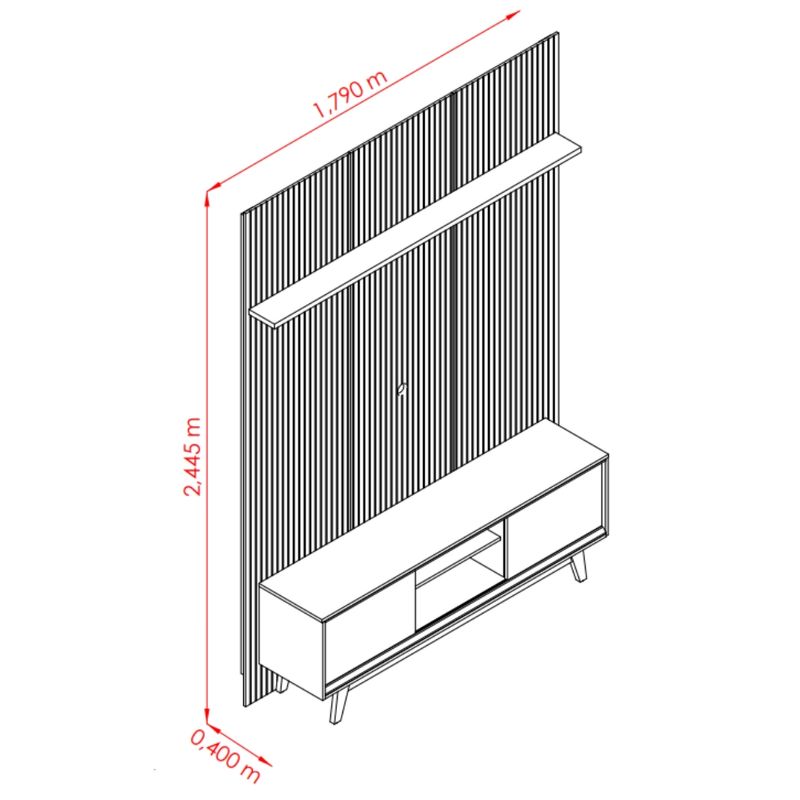 Rack-com-Painel-Frisado-para-TV-ate-65-Polegadas-2-Portas-de-Correr-com-Pes-Milo-Madetec