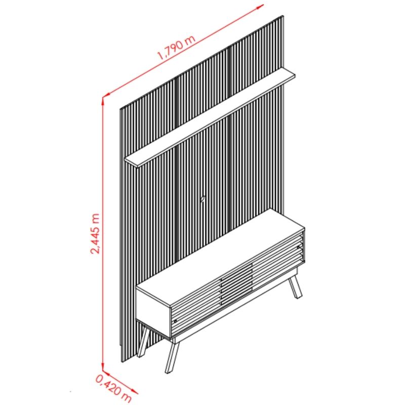 Rack-com-Painel-Frisado-para-TV-ate-65-Polegadas-2-Portas-de-Correr-com-Pes-New-Premium-Madetec