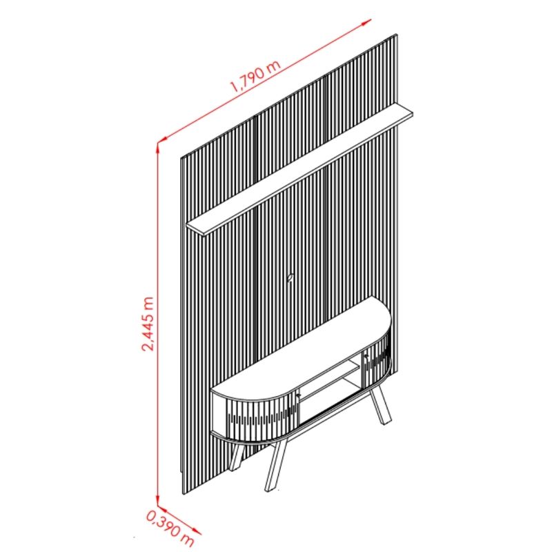 Rack-com-Painel-Frisado-para-TV-ate-65-Polegadas-2-Portas-Flexiveis-com-Pes-New-Silverstone-Madetec