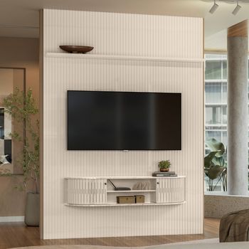 Rack com Painel Frisado para TV até 65 Polegadas 2 Portas Flexíveis New Monte Carlo Madetec