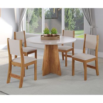 Conjunto Sala de Jantar Mesa 90cm Slin com 4 Cadeiras Sol Viero