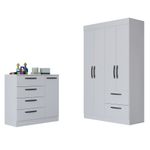Quarto-Infantil-Guarda-Roupa-4-Portas-2-Gavetas-e-Comoda-4-Gavetas-1-Porta-Loly-Poquema