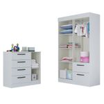 Quarto-Infantil-Guarda-Roupa-4-Portas-2-Gavetas-e-Comoda-4-Gavetas-1-Porta-Loly-Poquema