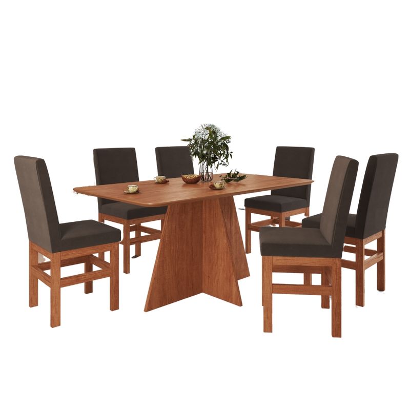 Conjunto Sala de Jantar Mesa 160cm e 6 Cadeiras Joli 147/14 Zamarchi