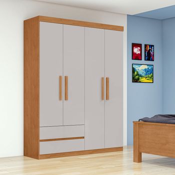 Guarda Roupa Solteiro 4 Portas 2 Gavetas Zeus Lopas