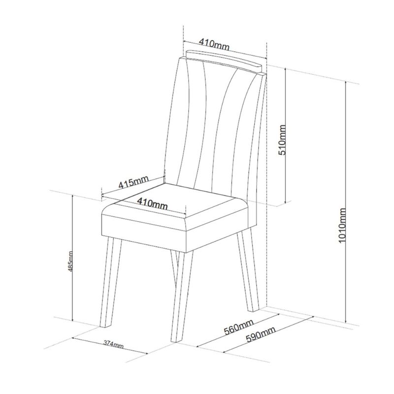 Conjunto Sala de Jantar Mesa Berlim com Tampo de Vidro 4 Cadeiras Safira Viero