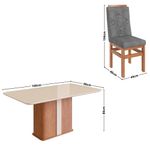 Conjunto Sala de Jantar Mesa com Tampo de Vidro 160cm e 6 Cadeiras Joli Velvetem em Madeira Maciça 165/26 Zamarchi