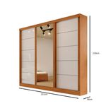 Guarda Roupa Casal com Espelho 3 Portas de Correr em MDF Capri Bianchi