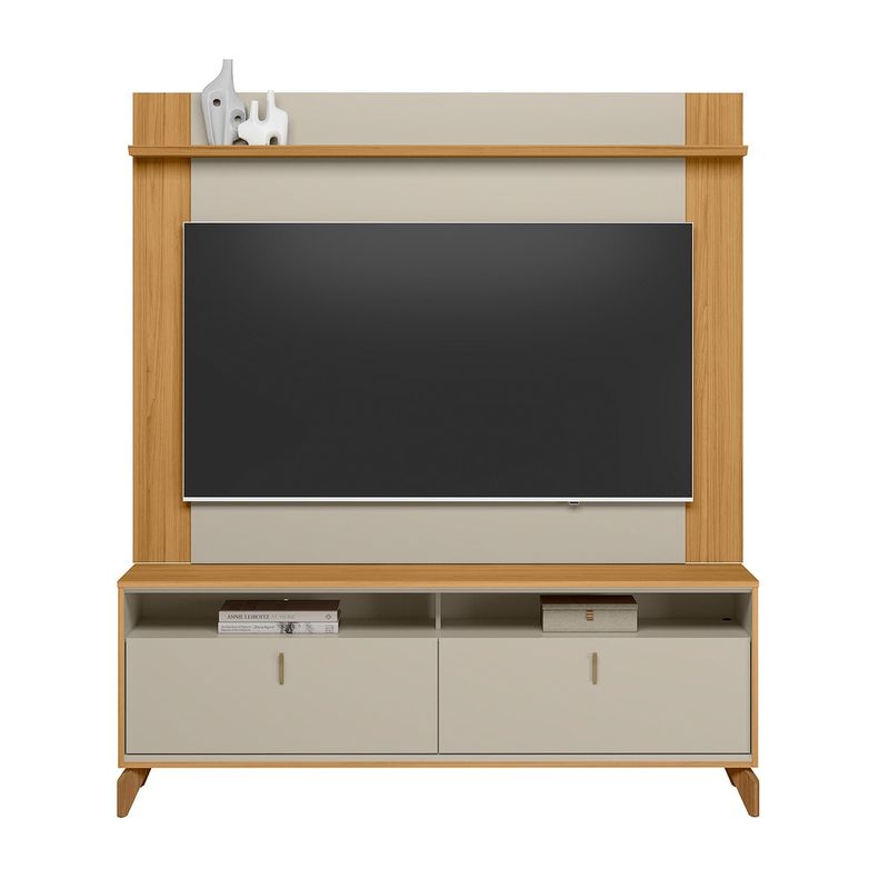 Estante Home para TV até 55 Polegadas Extensivel 2 Portas com Pés de Madeira Dubai 16 Tulum Linea Brasil