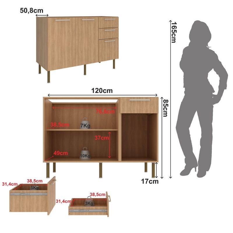 Balcao-2-Portas-3-Gavetas-sem-Tampo-CZ3100-Tecno-Mobili