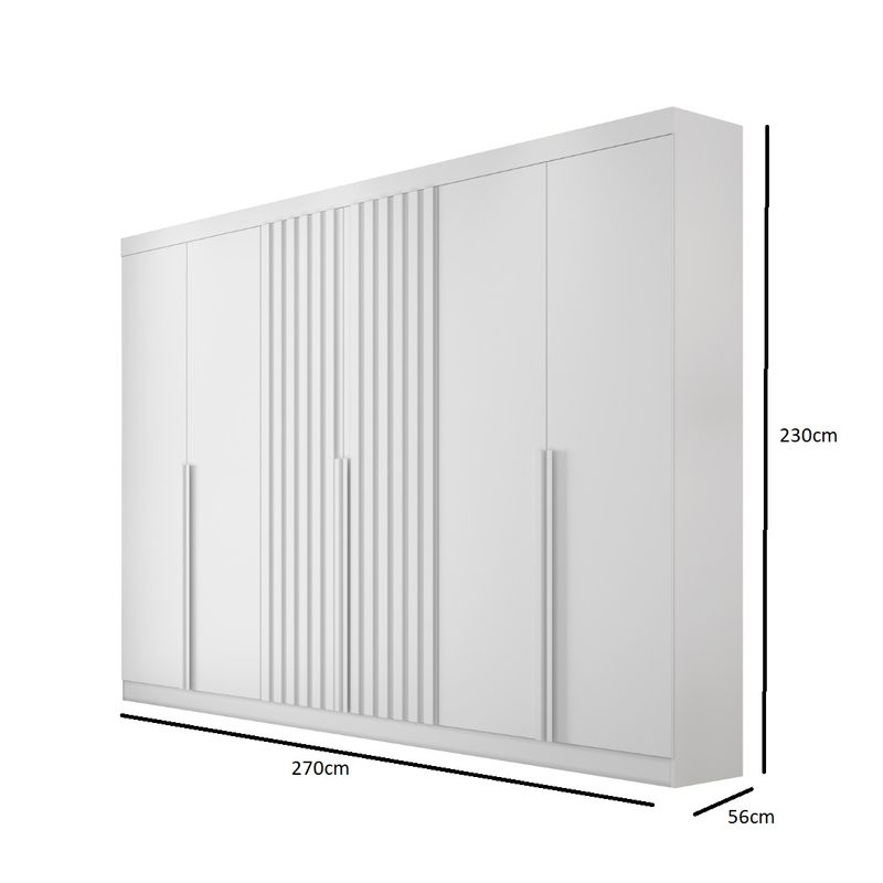 Guarda Roupa Casal Ripado 6 Portas em MDF Siena Bianchi