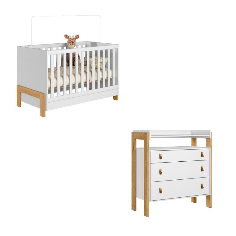 Quarto de Bebê Berço mini cama e Cômoda Fantasia Qmovi