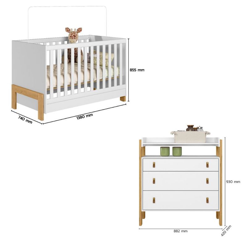 Quarto de Bebê Berço mini cama e Cômoda Fantasia Qmovi