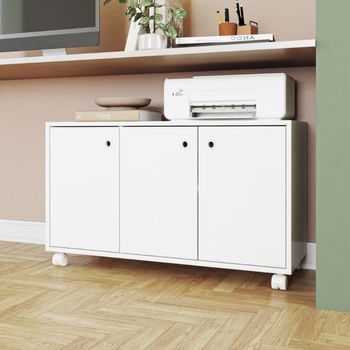 Balcão para Escritório 3 Portas com Rodízio BHO54 BRV Móveis