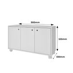 Balcão para Escritório 3 Portas com Rodízio BHO54 BRV Móveis