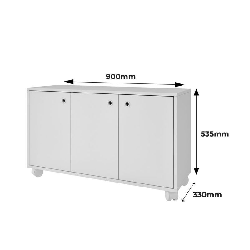 Balcão para Escritório 3 Portas com Rodízio BHO54 BRV Móveis