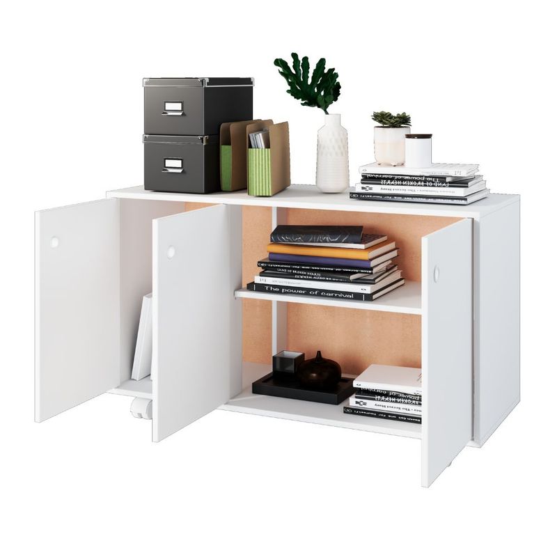 Balcão para Escritório 3 Portas com Rodízio BHO54 BRV Móveis