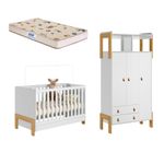 Quarto-de-Bebe-Berco-mini-cama-e-Guarda-Roupa-3-portas-2-Gavetas-Fantasia-Qmovi-e-Colchao-Gazin