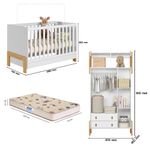 Quarto-de-Bebe-Berco-mini-cama-e-Guarda-Roupa-3-portas-2-Gavetas-Fantasia-Qmovi-e-Colchao-Gazin
