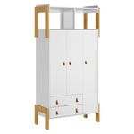 Quarto-de-Bebe-Berco-mini-cama-e-Guarda-Roupa-3-portas-2-Gavetas-Fantasia-Qmovi-e-Colchao-Gazin