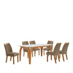 Conjunto Sala de Jantar Mesa Agata com Tampo de Vidro 180cm e 6 Cadeiras em MDF Dara LJ Móveis